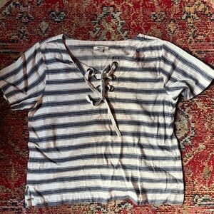 Madewell Navy and White Striped Top